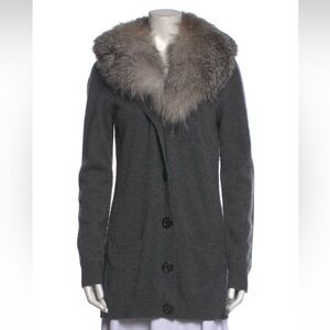 Michael Kors, 100% cashmere fox fur cardigan with pockets, old money, L